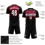 Personalized Black Red White Sublimation Soccer Jersey for Men, Size 5 Personalized Black White-Red Sublimation Soccer Uniform
