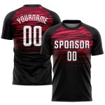 Personalized Black Red White Sublimation Soccer Jersey for Men, Size 5 Personalized Black White-Red Sublimation Soccer Uniform