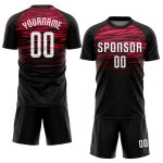 Personalized Black Red White Sublimation Soccer Jersey for Men, Size 5 Personalized Black White-Red Sublimation Soccer Uniform