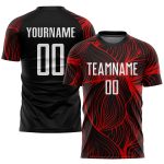 Personalized Sublimation Soccer Jersey - Black White Red Uniform Personalized Black White-Red Sublimation Soccer Uniform