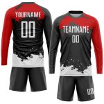 Personalized Soccer Uniform Jersey in Black, White, and Red Sublimation Design Personalized Black White-Red Sublimation Soccer