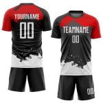 Custom Name Number Soccer Jersey - Personalized Black White Red Sublimation Team Uniform Personalized Black White-Red Sublimation