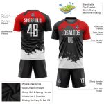 Custom Name Number Soccer Jersey - Personalized Black White Red Sublimation Team Uniform Personalized Black White-Red Sublimation