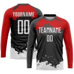Custom Name Number Soccer Jersey - Personalized Black White Red Sublimation Team Uniform Personalized Black White-Red Sublimation