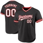 Personalized Throwback Baseball Jersey in Black, White, and Red - Customizable Sports Apparel Personalized Black White-Red