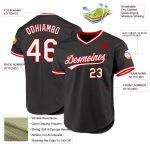 Personalized Throwback Baseball Jersey in Black, White, and Red - Customizable Sports Apparel Personalized Black White-Red