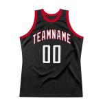Personalized Black White Red Throwback Basketball Jersey for Adults Personalized Black White-Red Throwback Basketball Jersey