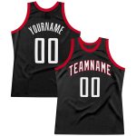 Personalized Black White Red Throwback Basketball Jersey for Adults Personalized Black White-Red Throwback Basketball Jersey