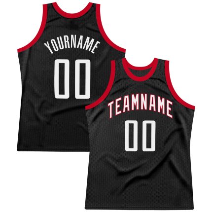 Personalized Black White Red Throwback Basketball Jersey for Adults Personalized Black White-Red Throwback Basketball Jersey