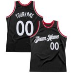 Personalized Basketball Jersey Throwback Black White-Red for Men, Size 4 Personalized Black White-Red Throwback Basketball