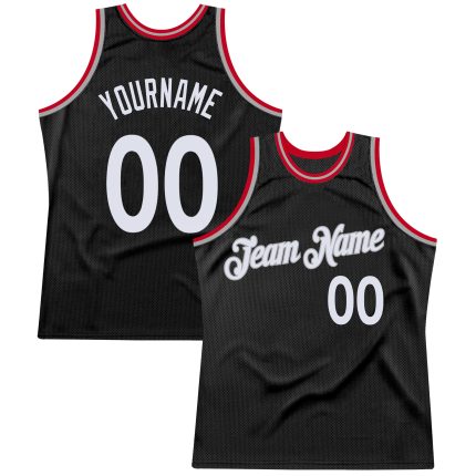 Personalized Basketball Jersey Throwback Black White-Red for Men, Size 4 Personalized Black White-Red Throwback Basketball