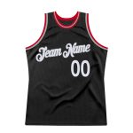Personalized Basketball Jersey Throwback Black White-Red for Men, Size 4 Personalized Black White-Red Throwback Basketball