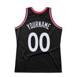 Personalized Basketball Jersey Throwback Black White-Red for Men, Size 4 Personalized Black White-Red Throwback Basketball