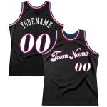 Personalized Throwback Basketball Jersey Black White Red Size 5 Personalized Black White-Red Throwback Basketball Jersey