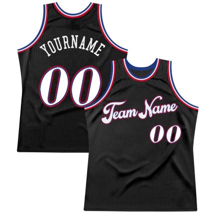 Personalized Throwback Basketball Jersey Black White Red Size 5 Personalized Black White-Red Throwback Basketball Jersey