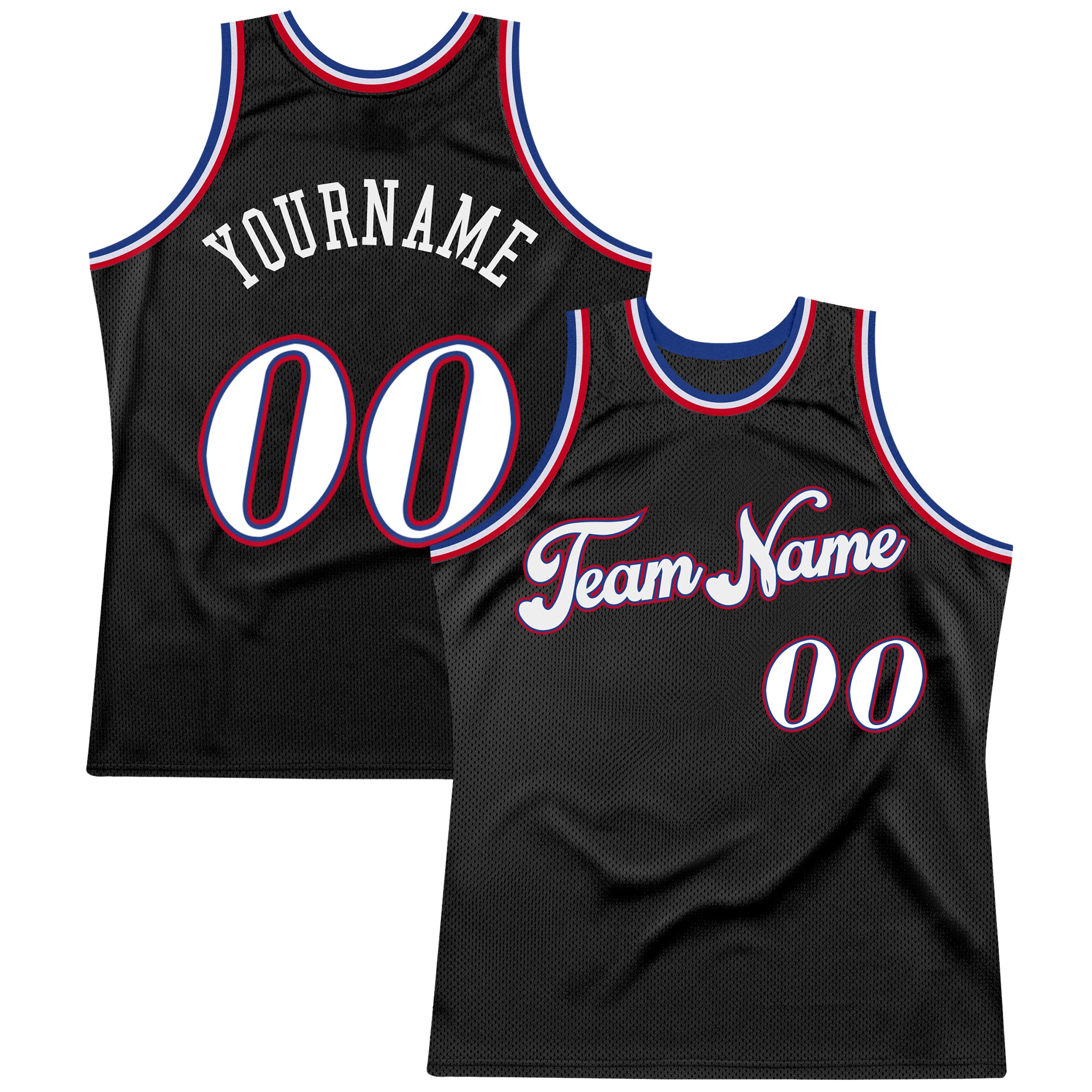 Personalized Throwback Basketball Jersey Black White Red Size 5 Personalized Black White-Red Throwback Basketball Jersey