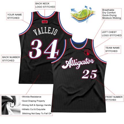 Personalized Throwback Basketball Jersey Black White Red Size 5 Personalized Black White-Red Throwback Basketball Jersey