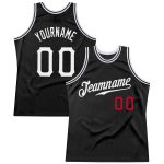 Custom Black Red White Throwback Basketball Jersey for Men Size 6 Personalized Black White-Red Throwback Basketball Jersey