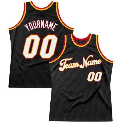 Personalized Basketball Jersey 74 | Black White Red Throwback Style Personalized Black White-Red Throwback Basketball Jersey