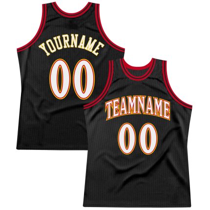 Personalized Black Red White Basketball Jersey 75 - Custom Throwback Style Personalized Black White-Red Throwback Basketball