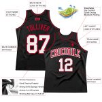 Personalized Basketball Jersey 76 - Black White Red Throwback Style Personalized Black White-Red Throwback Basketball Jersey