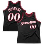 Personalized Red Black White Throwback Basketball Jersey 77 for Men Personalized Black White-Red Throwback Basketball Jersey
