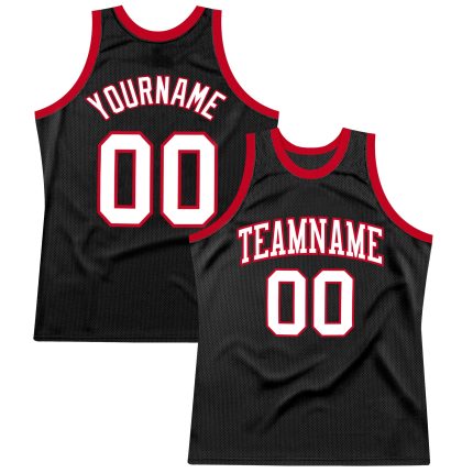 Personalized Throwback Basketball Jersey 78 in Black, White, and Red Personalized Black White-Red Throwback Basketball Jersey