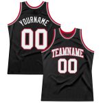 Personalized Throwback Basketball Jersey Black White Red 79 - Custom Sports Apparel Personalized Black White-Red Throwback