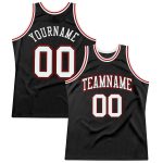 Personalized Throwback Basketball Jersey Black White Red, Size 80 Personalized Black White-Red Throwback Basketball Jersey