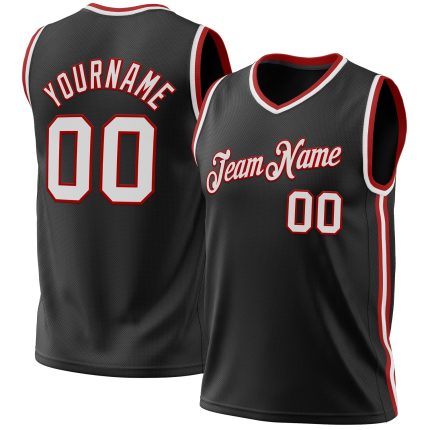 Personalized Throwback Basketball Jersey 81 in Black White Red - Custom Sports Apparel Personalized Black White-Red Throwback