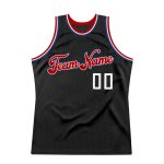 Personalized Black Red White Basketball Jersey - Custom Throwback Style Personalized Black White-Red Throwback Basketball