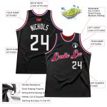 Personalized Black Red White Basketball Jersey - Custom Throwback Style Personalized Black White-Red Throwback Basketball