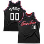 Personalized Black Red White Basketball Jersey - Custom Throwback Style Personalized Black White-Red Throwback Basketball