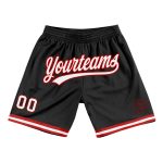 Personalized Basketball Shorts Black White Red Throwback Style 3 Personalized Black White-Red Throwback Basketball Shorts