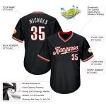 Personalized Throwback Baseball Jersey Shirt in Black White-Red Rib-Knit for Men 2 Personalized Black White-Red Throwback