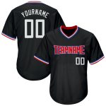 Personalized Black Red Baseball Jersey Shirt - Throwback Rib-Knit Design Personalized Black White-Red Throwback Rib-Knit