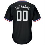 Personalized Black Red Baseball Jersey Shirt - Throwback Rib-Knit Design Personalized Black White-Red Throwback Rib-Knit