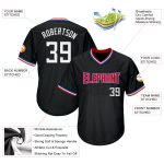 Personalized Black Red Baseball Jersey Shirt - Throwback Rib-Knit Design Personalized Black White-Red Throwback Rib-Knit