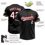 Personalized Softball Jersey Unisex Black White Red Two-Button Design Personalized Black White-Red Two-Button Unisex Softball
