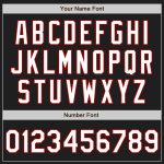 Custom black and red softball jersey, flat lay