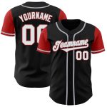 Personalized Two Tone Black White Red Baseball Jersey for Men and Women Personalized Black White-Red Two Tone Baseball Jersey