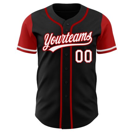Personalized Two Tone Black White Red Baseball Jersey for Men - Custom Number 3 Personalized Black White-Red Two Tone Baseball
