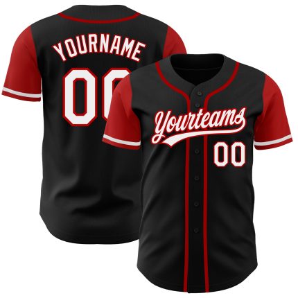 Personalized Two Tone Black White Red Baseball Jersey for Men - Custom Number 3 Personalized Black White-Red Two Tone Baseball