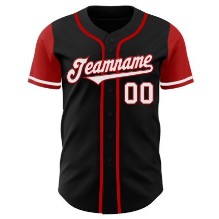 Custom Black White Red Two Tone Baseball Jersey for Men and Women Personalized Black White-Red Two Tone Baseball Jersey
