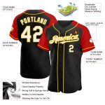 Custom Team Name Number Baseball Jersey - Personalized Black White Red Yellow Authentic Raglan Sleeves Personalized Black