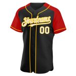 Personalized Raglan Baseball Jersey in Black, White, Red, and Yellow Personalized Black White Red-Yellow Raglan Sleeves Baseball