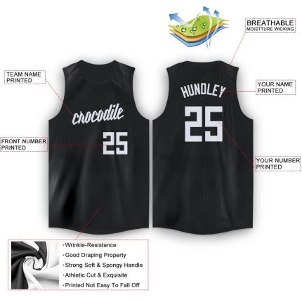 Personalized Basketball Jersey Black White Round Neck for Men and Women 2 Personalized Black White Round Neck Basketball