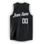 Custom Black White Basketball Jersey for Men, Round Neck Design Personalized Black White Round Neck Basketball Jersey