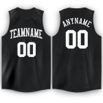 Personalized Black and White Basketball Jersey - Round Neck Style Personalized Black White Round Neck Basketball Jersey