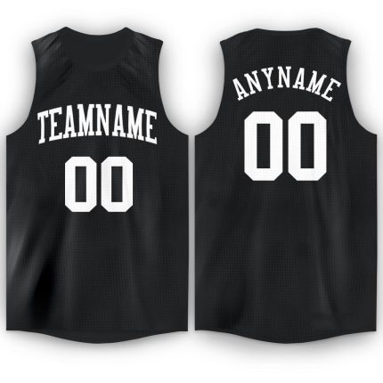 Personalized Black and White Basketball Jersey - Round Neck Style Personalized Black White Round Neck Basketball Jersey